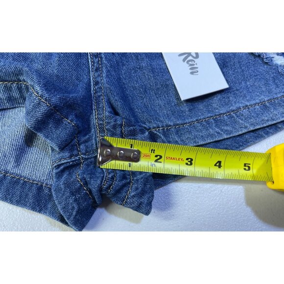 Indigo Rein Size 5 Curvy Super High Rise Denim Shorts Distressed Details & Elast - Picture 5 of 10